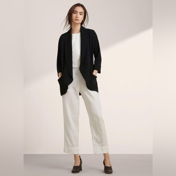 WILFRED - Aritzia Chevalier Blazer Black Silk Blend Open Jacket - Size 0 - Picture 1 of 6